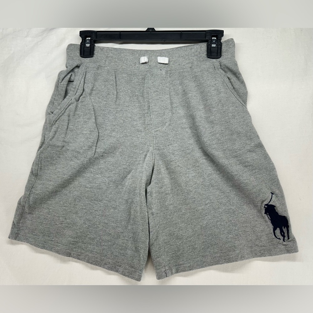 Polo Ralph Lauren Gray Sweatshorts‎ Blue Big Pony Drawstring Shorts M 10-12